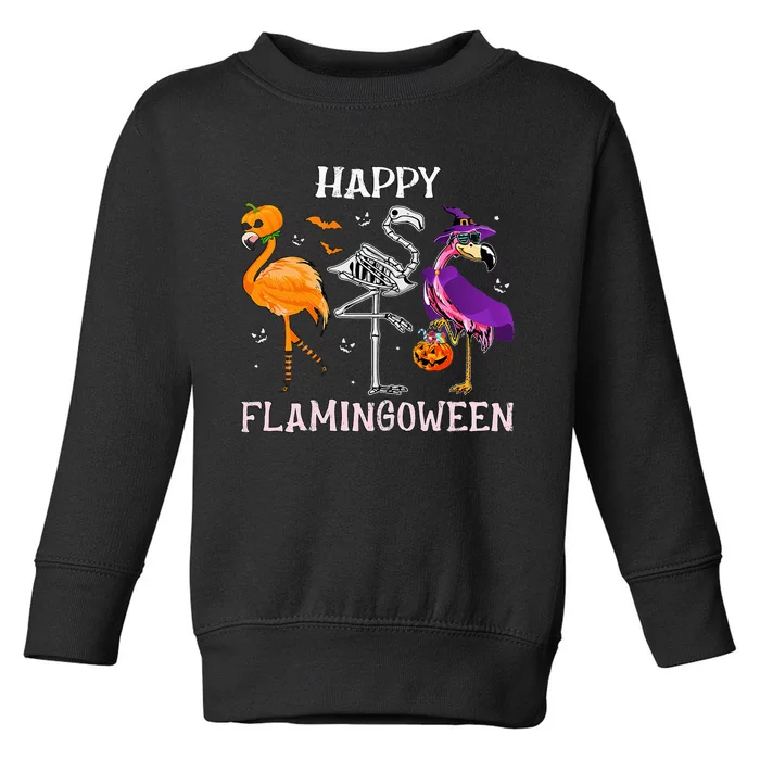 Flamingoween Halloween Flamingo Costume Skeleton Witch Toddler Sweatshirt