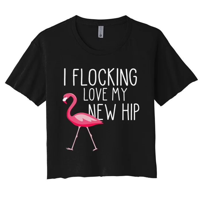 Flocking Hip Funny Pink Flamingo Women's Crop Top Tee