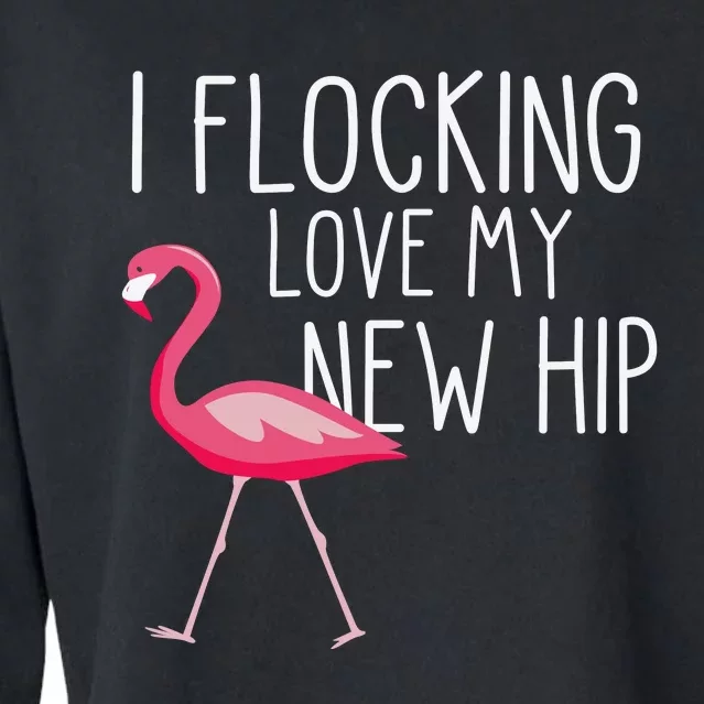 Flocking Hip Funny Pink Flamingo Cropped Pullover Crew