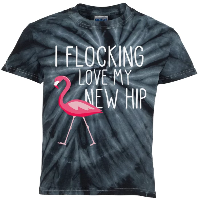 Flocking Hip Funny Pink Flamingo Kids Tie-Dye T-Shirt