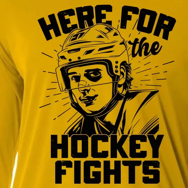 Funny Here For The Hockey Fights Cooling Performance Long Sleeve Crew