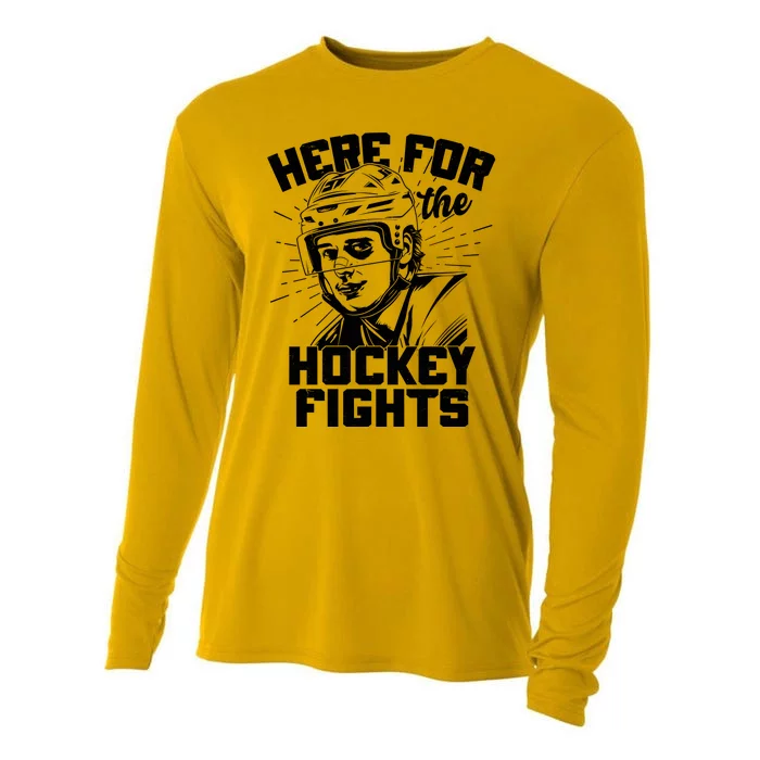 Funny Here For The Hockey Fights Cooling Performance Long Sleeve Crew