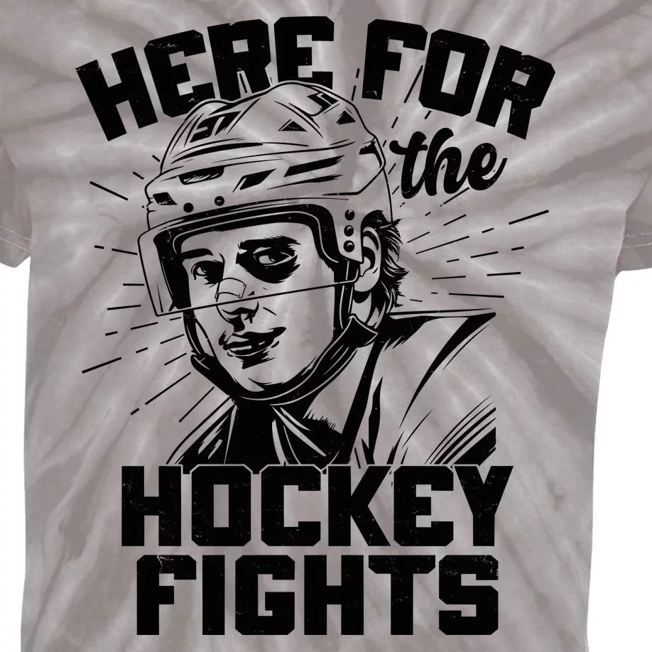 Funny Here For The Hockey Fights Kids Tie-Dye T-Shirt