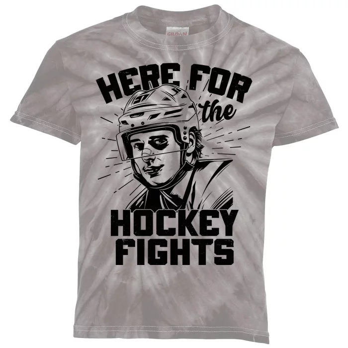 Funny Here For The Hockey Fights Kids Tie-Dye T-Shirt