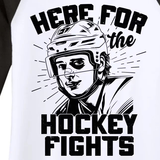 Funny Here For The Hockey Fights Women's Tri-Blend 3/4-Sleeve Raglan Shirt