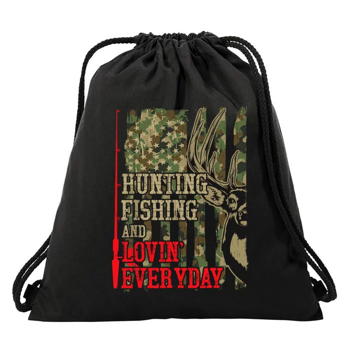 Funny Hunting Fishing Lovin Everyday Drawstring Bag