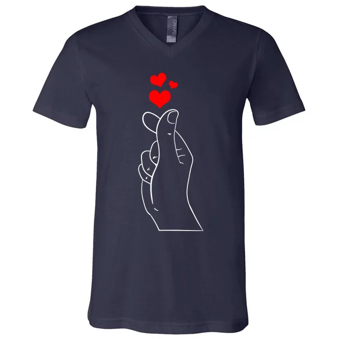 Finger Heart V-Neck T-Shirt