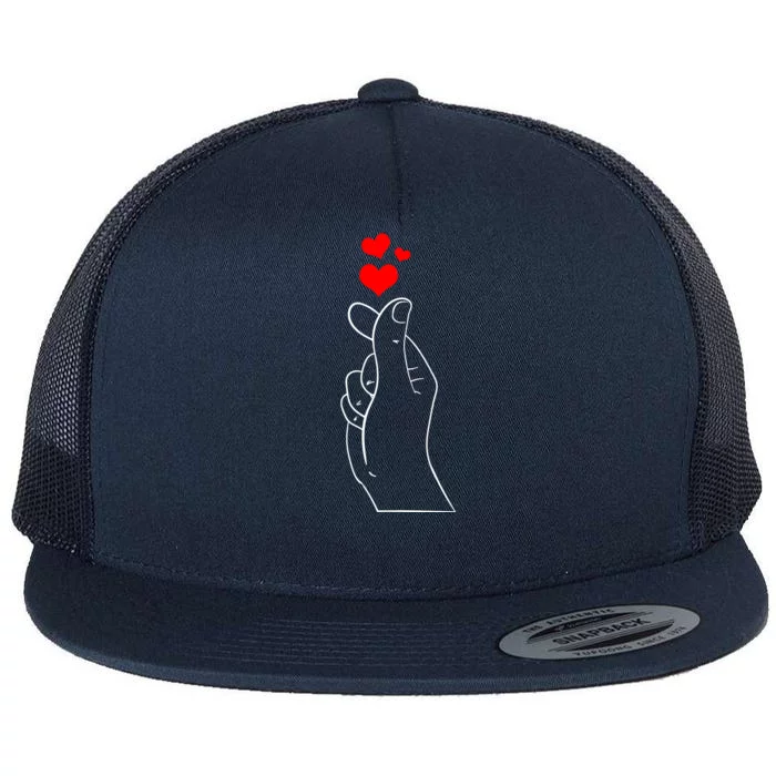 Finger Heart Flat Bill Trucker Hat