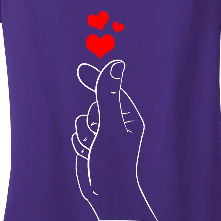 Finger Heart Women's V-Neck T-Shirt