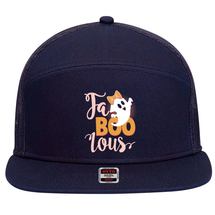 Funny Halloween Fa Boo Lous Ghost 7 Panel Mesh Trucker Snapback Hat