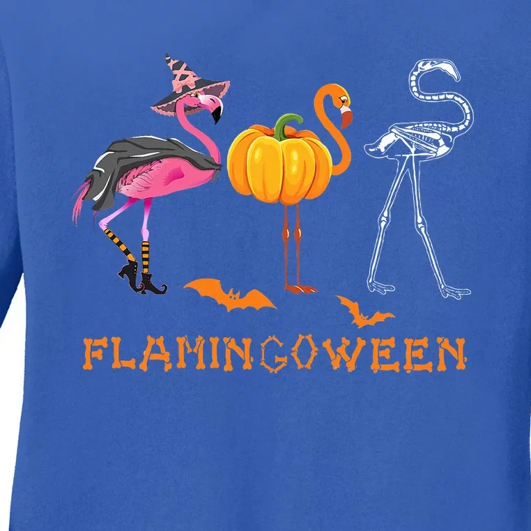 Funny Halloween Flamingo Costume Flamingoween Ladies Long Sleeve Shirt