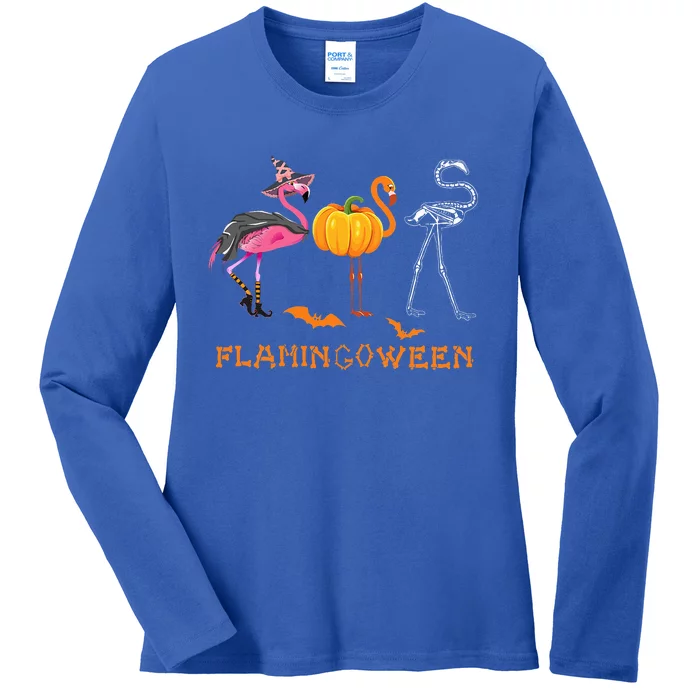 Funny Halloween Flamingo Costume Flamingoween Ladies Long Sleeve Shirt