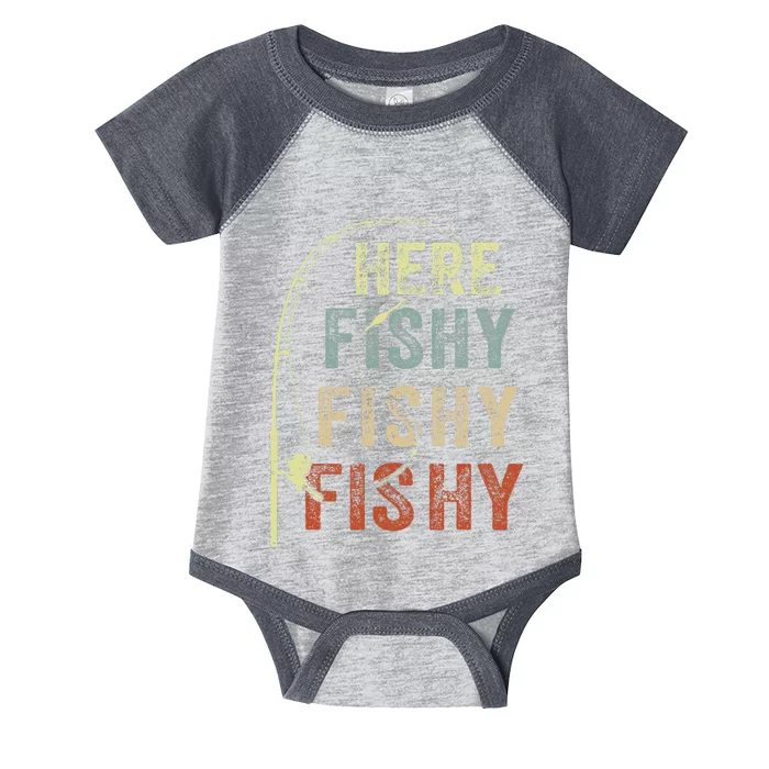 Fishing Here Fishy Bass Fish Funny Infant Baby Jersey Bodysuit