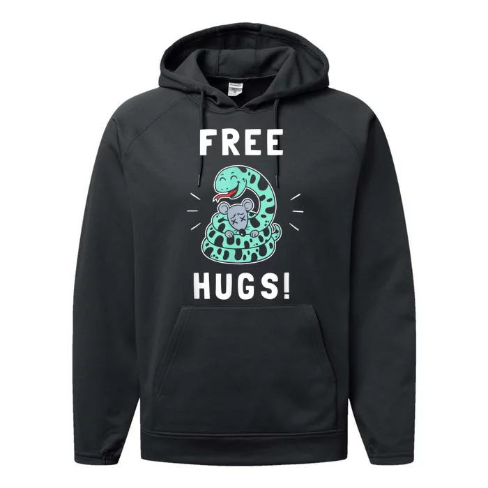 Free Hugs Funny Python Snake Anaconda Joke Performance Fleece Hoodie