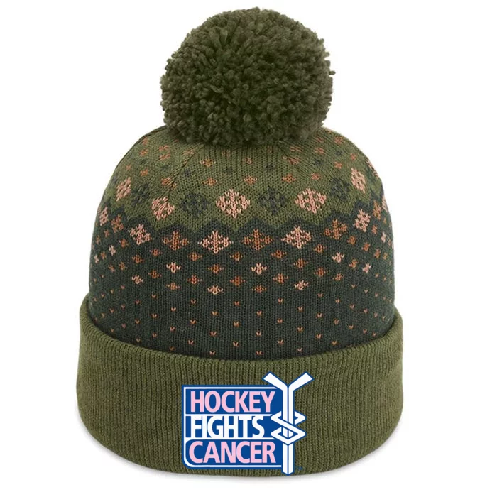 funny Hockey Fights Cancer awareness The Baniff Cuffed Pom Beanie