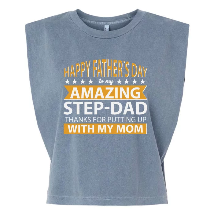 Funny Happy Father's Day To My Amazing StepDad Garment-Dyed Women's Muscle Tee