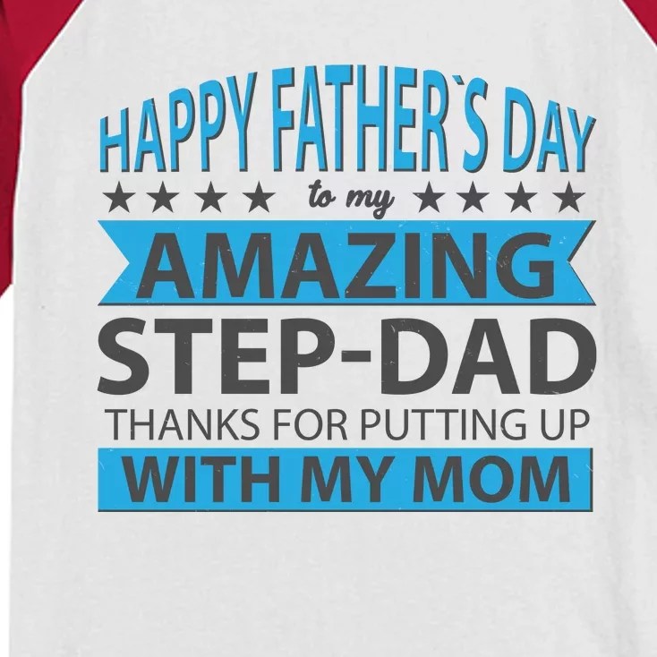 Funny Happy Father's Day To My Amazing StepDad Kids Colorblock Raglan Jersey