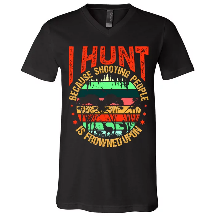 Funny Hunting Fanatic V-Neck T-Shirt