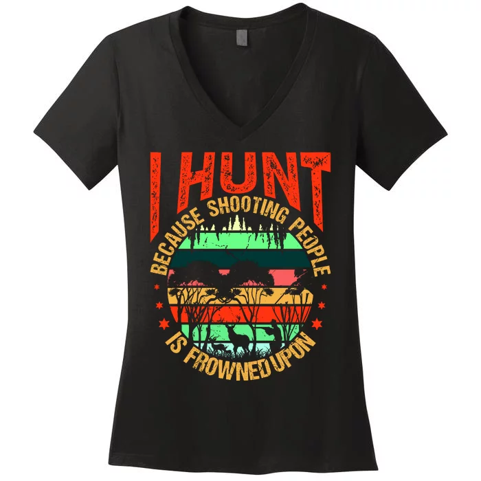 Funny Hunting Fanatic Women's V-Neck T-Shirt