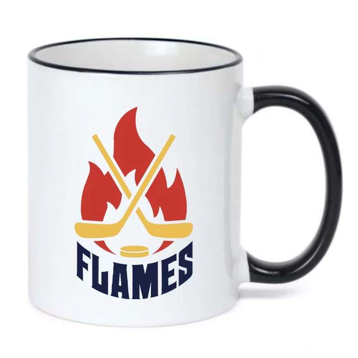 Flames Hockey Front And Back V03 Black Color Changing Mug