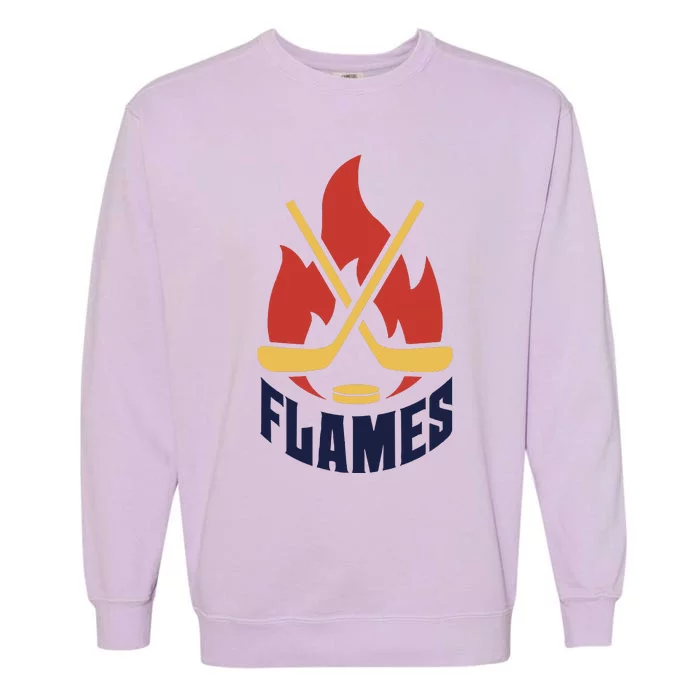 Flames Hockey Front And Back V03 Garment-Dyed Sweatshirt