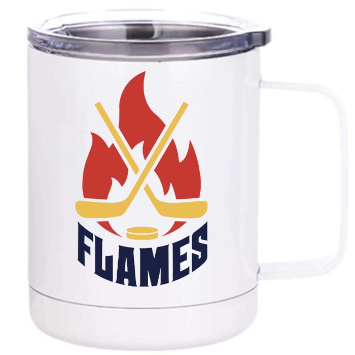 Flames Hockey Front And Back V03 Front & Back 12oz Stainless Steel Tumbler Cup