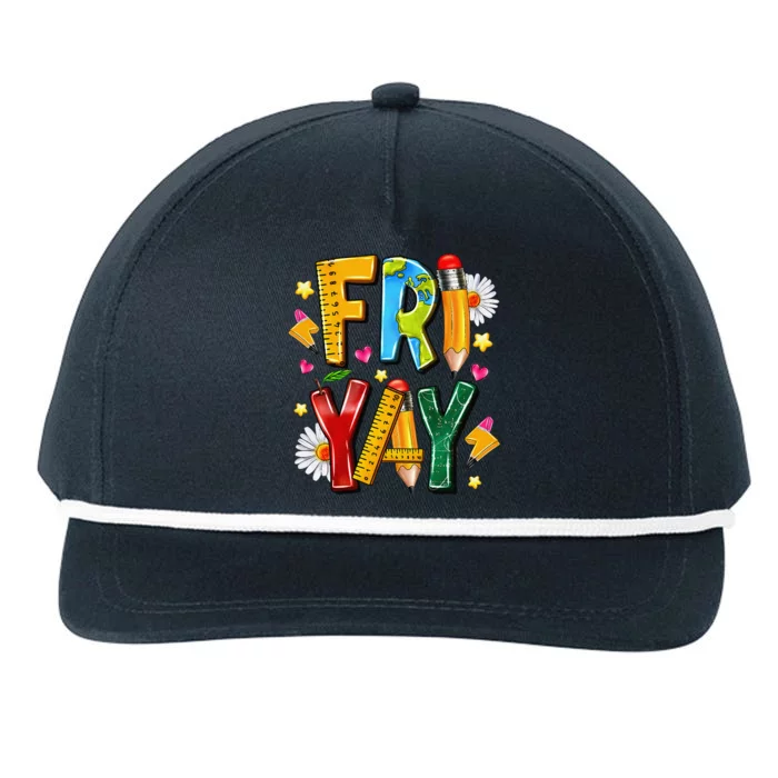 Friyay Happy Friday Funny Weekend Teacher Fri Yay Teacher Gift Snapback Five-Panel Rope Hat