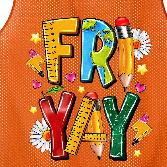 Friyay Happy Friday Funny Weekend Teacher Fri Yay Teacher Gift Mesh Reversible Basketball Jersey Tank