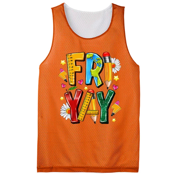 Friyay Happy Friday Funny Weekend Teacher Fri Yay Teacher Gift Mesh Reversible Basketball Jersey Tank