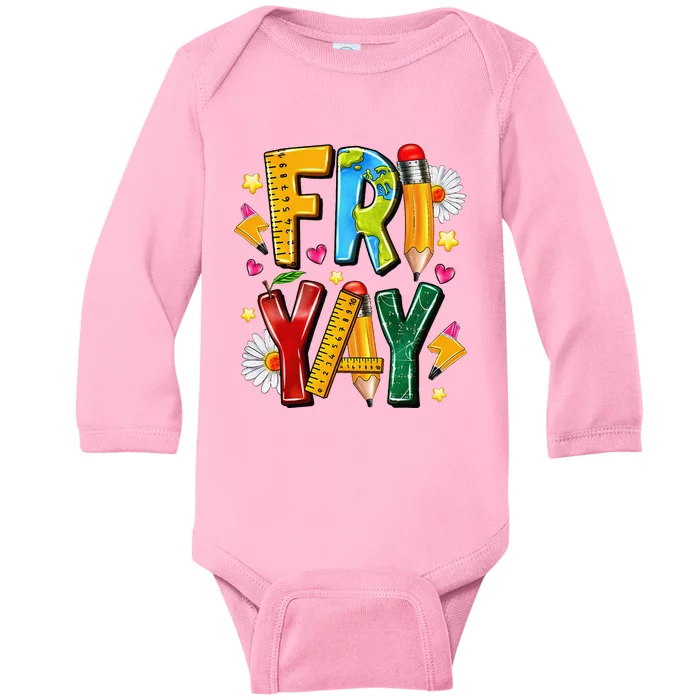 Friyay Happy Friday Funny Weekend Teacher Fri Yay Teacher Gift Baby Long Sleeve Bodysuit