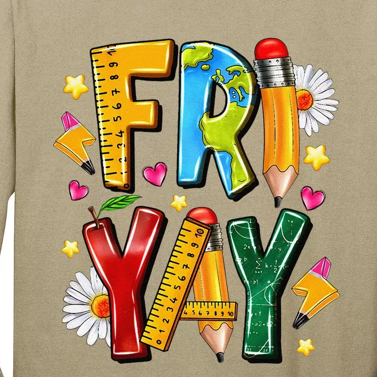 Friyay Happy Friday Funny Weekend Teacher Fri Yay Teacher Gift Tall Long Sleeve T-Shirt