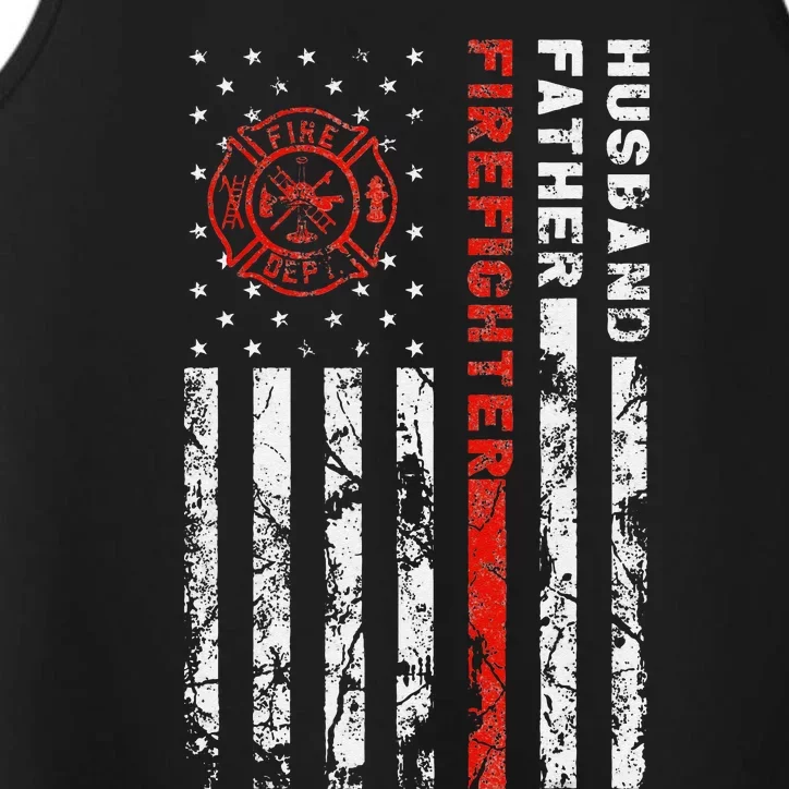 Firefighter Husband Father Fireman Fathers Day Gift For Dad Performance Tank