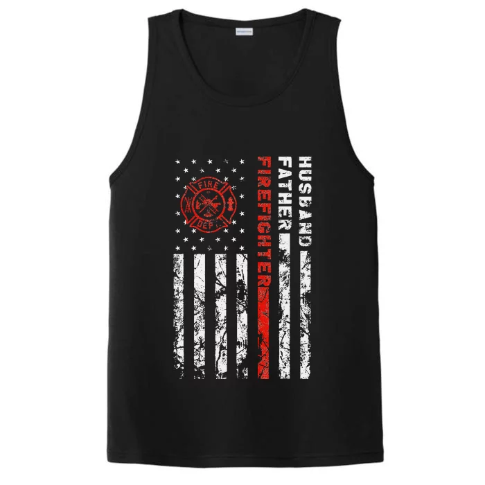 Firefighter Husband Father Fireman Fathers Day Gift For Dad Performance Tank