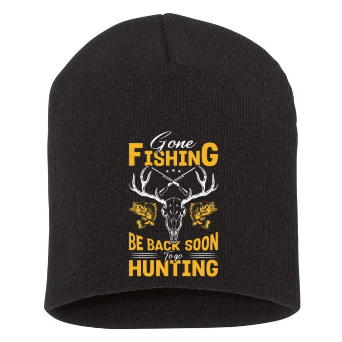 Funny Hunting Fishing Men Dad Hunter Fisherman Fathers Day Short Acrylic Beanie