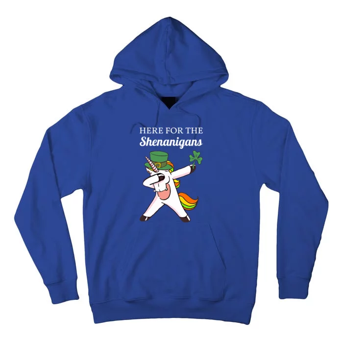 Funny Here For The Shenanigans Unicorn St Patricks Day Gift Tall Hoodie