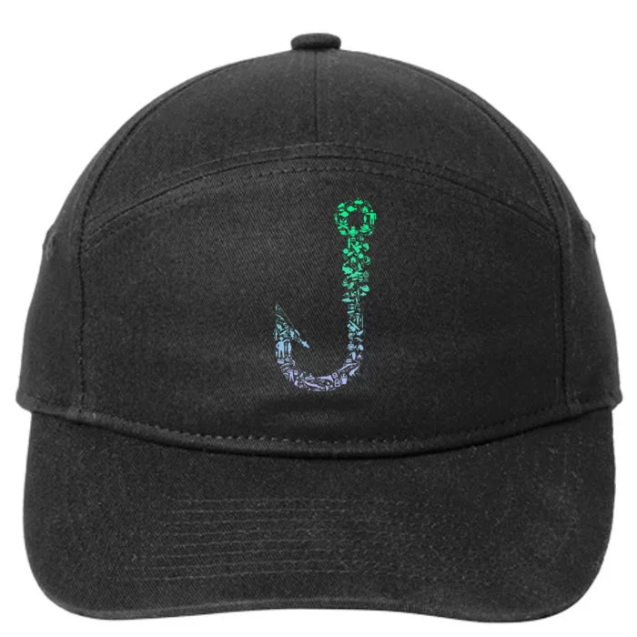 Fish Hook For Fishermen Fishing Icons Fishing 7-Panel Snapback Hat