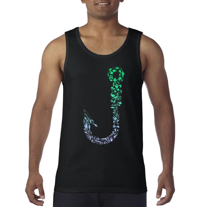 Fish Hook For Fishermen Fishing Icons Fishing Tank Top