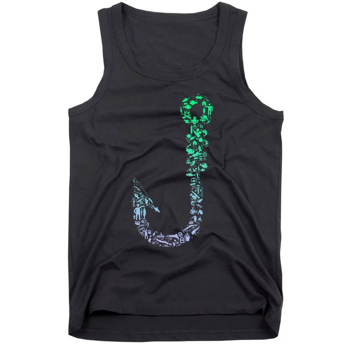 Fish Hook For Fishermen Fishing Icons Fishing Tank Top