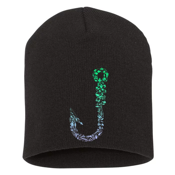 Fish Hook For Fishermen Fishing Icons Fishing Short Acrylic Beanie