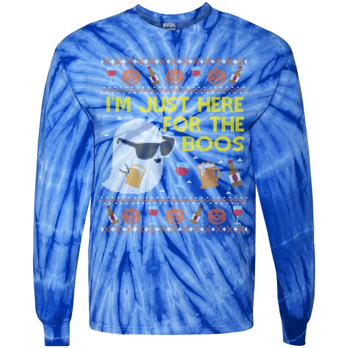 Funny Here For The Boos Cool Gift Ugly Halloween Sweater Cool Gift Tie-Dye Long Sleeve Shirt