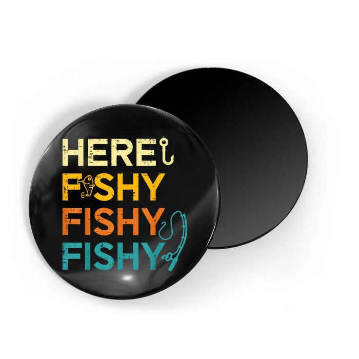 Fishing Here Fishy Retro Fish Lover Fisherman Magnet