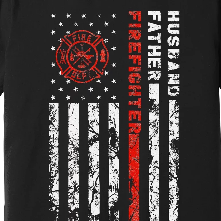 Firefighter Husband Father Fireman Fathers Day gift for Dad Premium T-Shirt