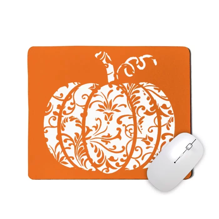 Floral Hello Fall Pumpkin Season Fall Vibes Halloween Orange Mousepad