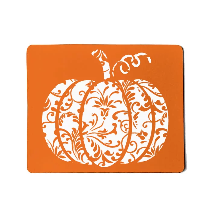 Floral Hello Fall Pumpkin Season Fall Vibes Halloween Orange Mousepad