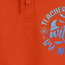 Funny Halloween For Teachers Teacher By Day Witch By Night Cool Gift Dry Zone Grid Performance Polo