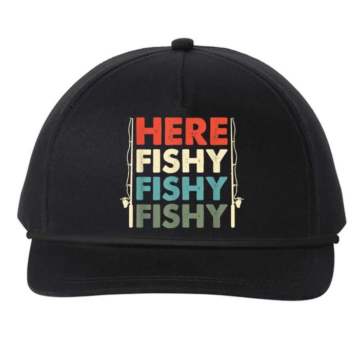 Funny Here Fishy Fishy Fishy Shirt Fish Hunting Fishing Fishrod Fisherman Snapback Five-Panel Rope Hat