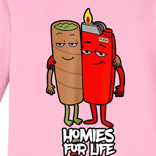 Funny Homies For Life Weed Marijuana Lover Baby Long Sleeve Bodysuit