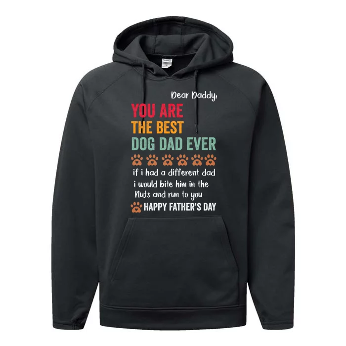 Funny Happy Fathers Day From Dog Treats To Dad Quote Performance Fleece Hoodie