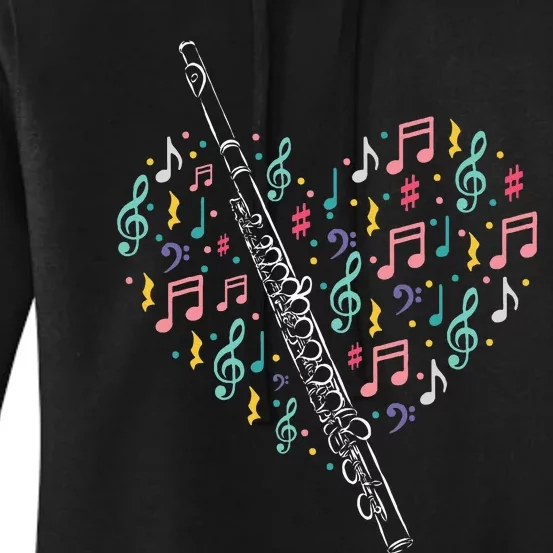 Flute Heart Flute Player Flutist Marching Band Music Women's Pullover Hoodie