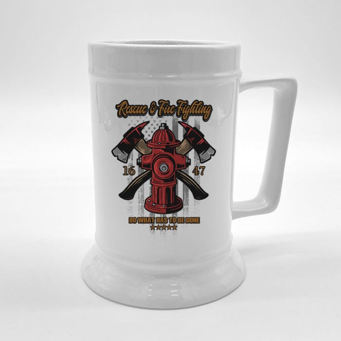 Fire Hydrant Firefighter Profession Rescue And Firefighting Gift Front & Back Beer Stein